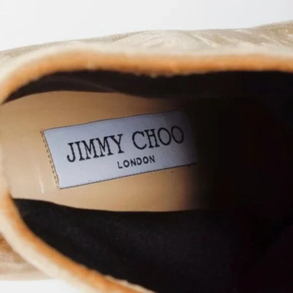 Jimmy Choo Beige Velvet Louella 90 Sock Booties - Picture 8 of 8